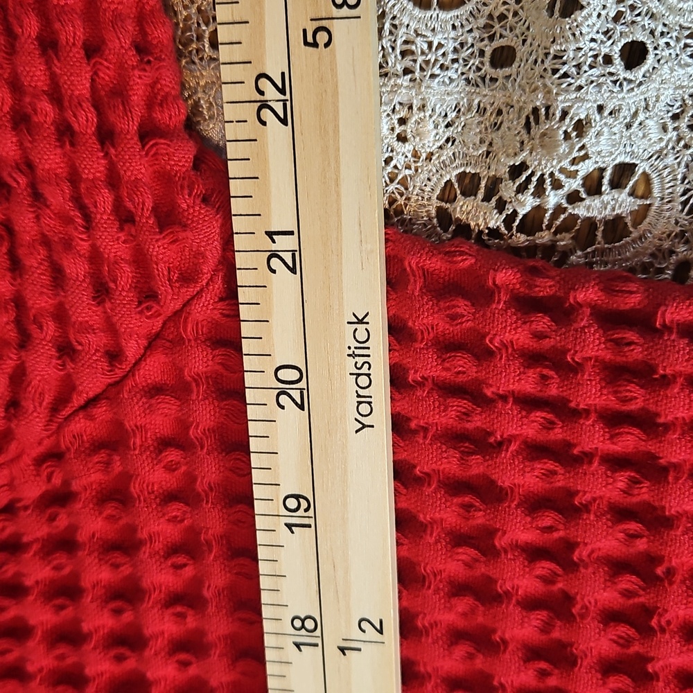Vintage Cindy Bai Thick Waffle Knit Button- Up Cardigan With Front Pockets - Picture 9 of 11